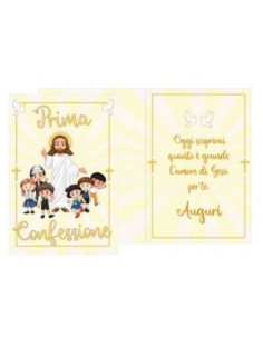 Biglietto di Auguri Prima Confessione - con Gesù in mezzo...