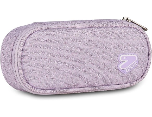 Seven Bustina Scuola Round Plus Big Tech Shiny, Lilla, Passanti Elastici Portapenne, Scuola Media e Superiore, Ragazza