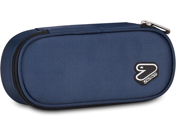 Seven Portapenne Scuola Round Plus TECH LINE, Blu, Astuccio ovale, Taschino interno, Passanti elastici portapenne, Accessori Za