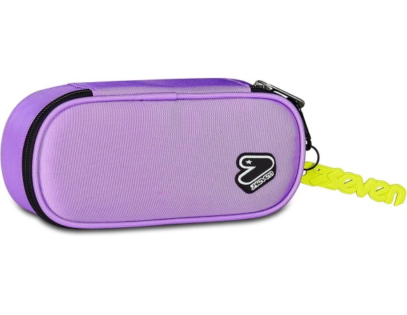 Seven Portapenne Scuola Round Plus TECH LINE, Rosa, Astuccio ovale, Taschino interno con zip, Passanti elastici portapenne, Acc