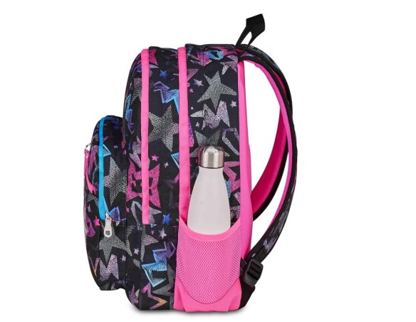 SJ GANG STYLE JAM GANG Zaino Scuola Doppio Scomparto, Sj Ever Star Drafts , Rosa 31 L, Con Tasca Porta Borraccia e Charm Stacca