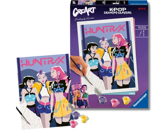 Ravensburger CreArt: KPop Demon Hunters – Dipingere con i Numeri Bambini 12+ Anni, Kit Pittura con Pennello e Colori Inclusi, C