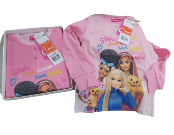 Barbie | PIGIAMA Barbie - Pigiama due pezzi bambina, lungo estivo primaverile in cotone,( 20005 ) 3-4-5-6-7-8 anni