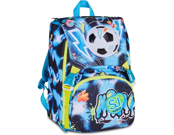 SJ GANG STYLE JAM GANG Zaino Scuola Estensibile GLOWGAME, Celeste, 24L, Zip Laterali, Applicazione luminosa che cambia colore a