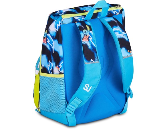 SJ GANG STYLE JAM GANG Zaino Scuola Estensibile GLOWGAME, Celeste, 24L, Zip Laterali, Applicazione luminosa che cambia colore a