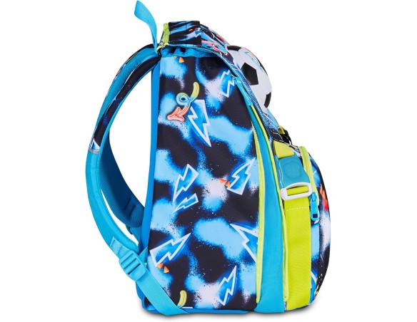 SJ GANG STYLE JAM GANG Zaino Scuola Estensibile GLOWGAME, Celeste, 24L, Zip Laterali, Applicazione luminosa che cambia colore a