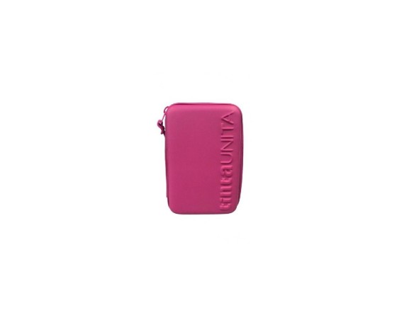 Astuccio Completo One Time Fucsia 3 piani una zip TintaUNITA con 18 Pastelli, 18 Pennarelli, 1 Penna Blu, 1 Penna Rossa, una Go