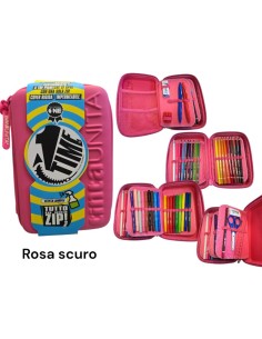 Astuccio Completo One Time Rosa Scuro 3 piani una zip...