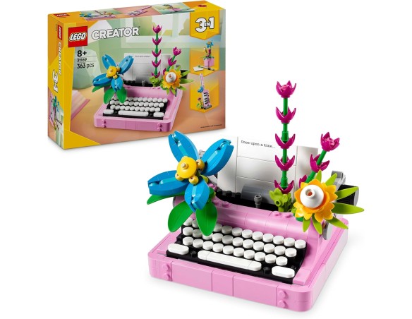 LEGO Creator 3in1 31169 Typewriter with Flowers Toy - Transforms into a Keytar Model or a Flowerpot with a Pen & Notebook - Cre