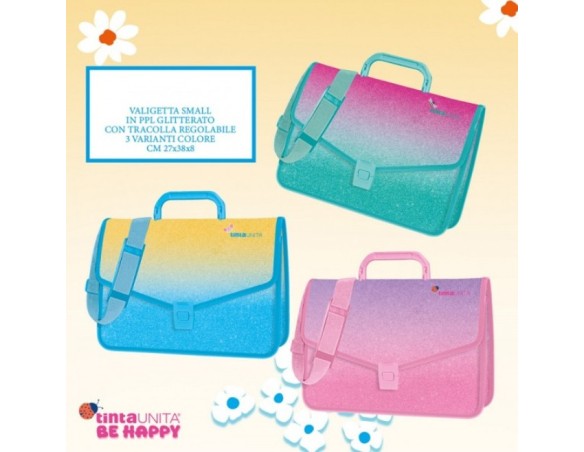 Valigetta Soft PPL Tinta Unita Be Happy con tracolla small 27x38x8  Scuola Disegno