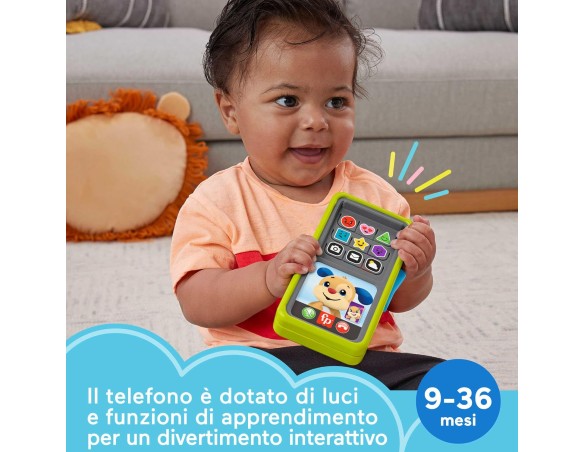 Telefono Fisher-Price - Smartphone Scorri e Impara, telefono giocattolo didattico per neonati e bambini ai primi passi, con luc