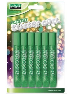 BLISTER COLLA GLITTER GEL SET 6 TUBI 10,5 ML. VERDE LEBEZ