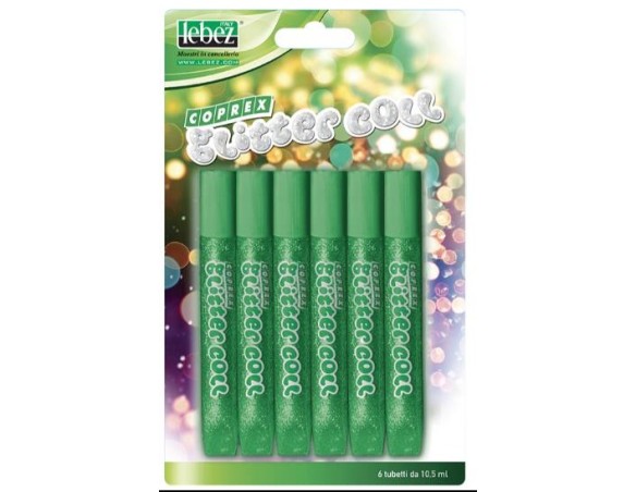 BLISTER COLLA GLITTER GEL SET 6 TUBI 10,5 ML. VERDE LEBEZ