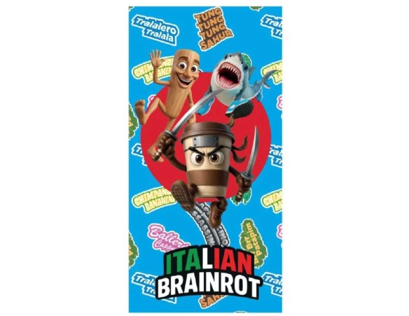 Brainrot | Telo Mare / Asciugamano per bambini, asciugatura rapida, ultra morbido, 140cm 70X140 Italian Brainrot Schifidol