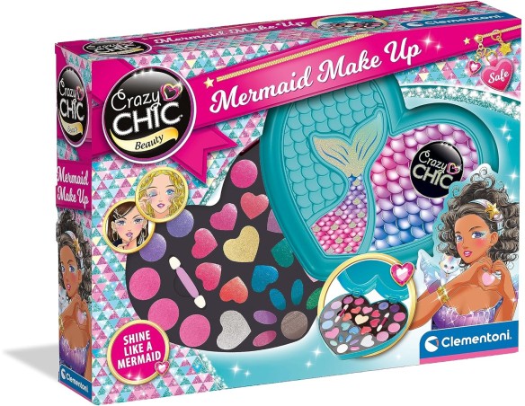 Clementoni Crazy Chic - Mermaid Makeup, Cofanetto Trucchi Bambine 6+ Anni, Trousse Portatile con Set Cosmetici Sicuri per Bambi