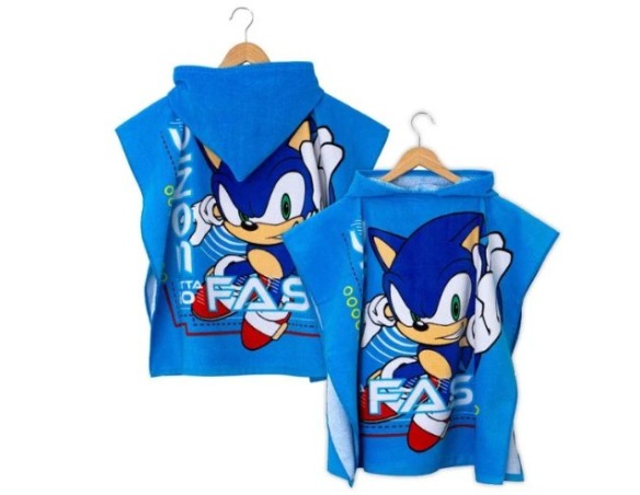 Sonic | Poncho mare in spugna Sonic accappatoio blu Cotone Cm 60x60