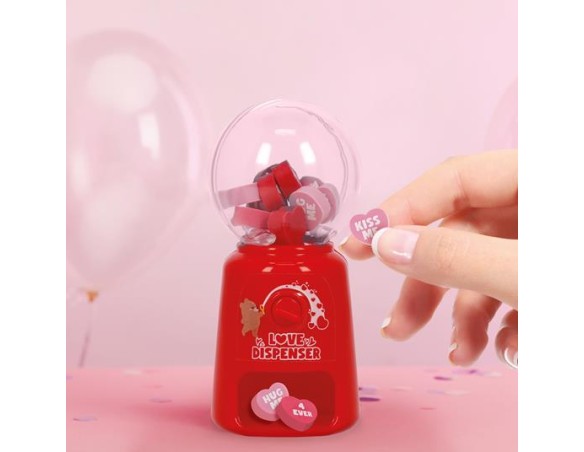 Legami - Mini Distributore Gomme per Cancellare, Love Dispenser, 15 Gomme, Gomma a forma Cuore, Dimensioni 9 x 22 x 0.5 cm