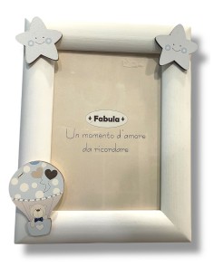 PORTAFOTO CORNICE CON PROFILO IN LEGNO NASCITA MASCHILE...