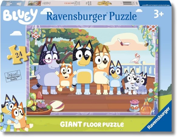 Ravensburger - Puzzle 3 Anni, Giant Floor Puzzle 24 Pezzi, Bluey - Puzzle Bambini 3 Anni, Collezione Bluey, Giochi Educativi e 