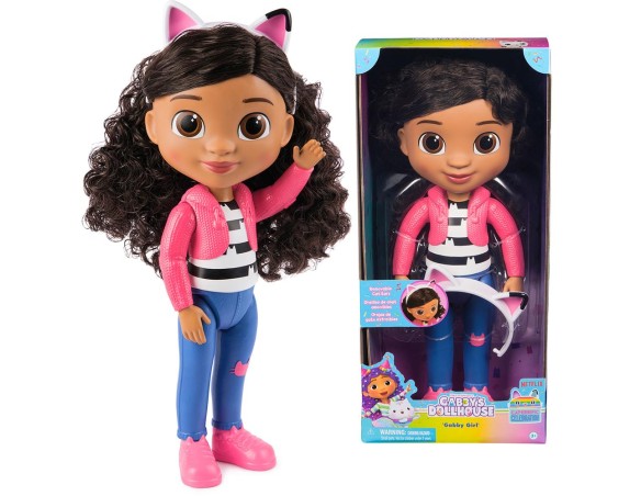 Gabby's Dollhouse, bambola Gabby Girl da 33 cm, con fascia rimovibile con orecchie di gattino e capelli morbidi allo stile, gio