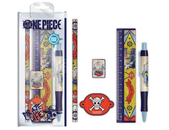 One Piece | Set Cancelleria scuola Penna Righello Matita  Live Action - Going Merry - Gadget One Piece