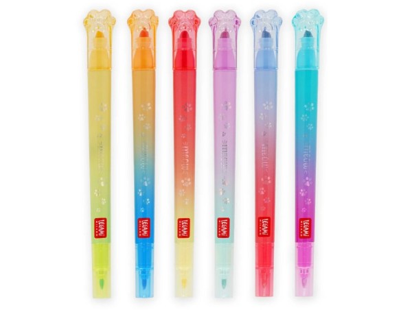 Legami - Set di 6 Pennarelli Doppia Punta con Colori Sovrascrivibili - Meow legami gatto