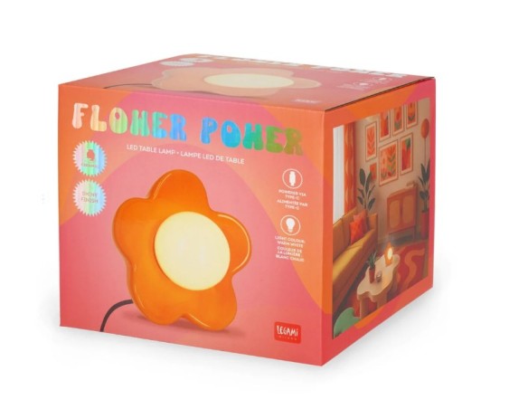 Legami - Lampada Led da Tavolo - Shiny Orange - Flower Power Fiore