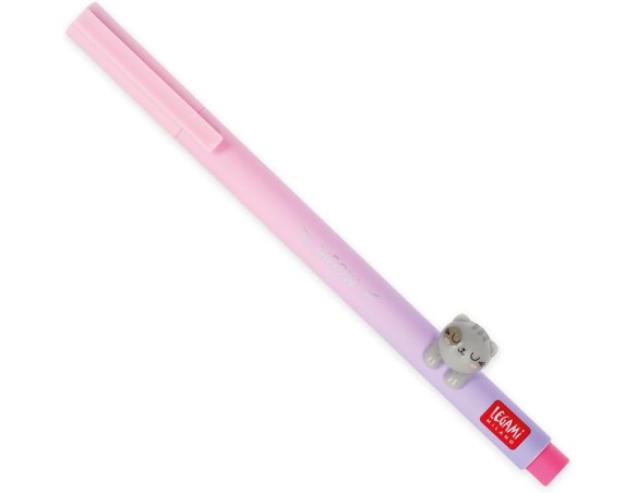 Legami - Penna Gel con Animaletto Decorativo - Lovely Friends, Tema Kitty, Gatto Evita il Rotolamento, Inchiostro Rosa, Animale
