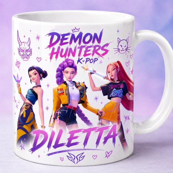 TAZZA DEMON HUNTERS K-POP CON NOME PERSONALIZZATO