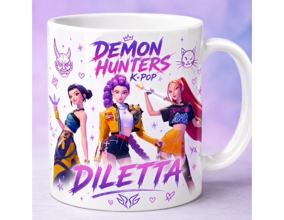 TAZZA DEMON HUNTERS K-POP CON NOME PERSONALIZZATO