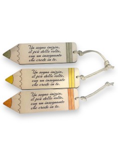 SEGNALIBRO CON FRASE CON PENDAGLIO MATITA 5X15CM MAESTRA...