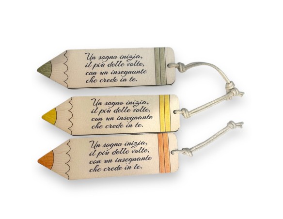SEGNALIBRO CON FRASE CON PENDAGLIO MATITA 5X15CM MAESTRA MAESTRI MAESTRO