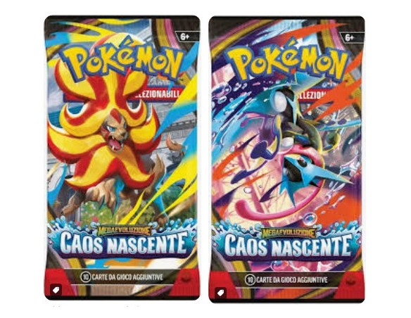 Pokemon | Carte Pokemon Caos Nascente Megaevoluzione - Pokemon Bustina Booster Italiano 10 card