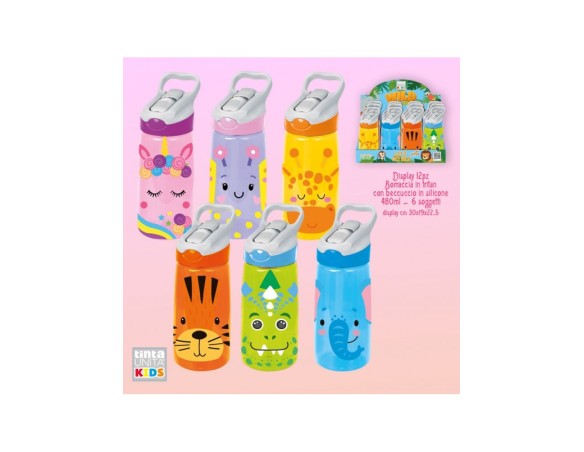 Borraccia in Tritan TintaUnita Kids 480ml - Con Beccuccio in Silicone e Chiusura Ermetica
