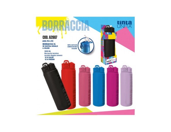 Borraccia Termica TintaUnita 1 Litro | Acciaio Inox Antigoccia - Scatola Regalo 1000 ML