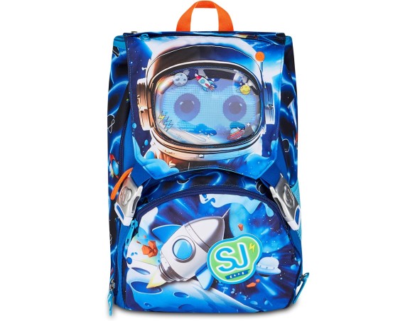 SJ GANG STYLE JAM GANG Zaino Scuola Estensibile Big SPACE LED BOY, Blu, 24 L, Zip laterali, Dispositivo luminoso su pattina, Ta