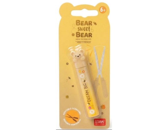 Legami - Mini Forbici, ForbiciSweet bear, Pieghevoli, Portatili, Taglio preciso, Forbici a molla, 1,8x8,5 cm, Tema Orso
