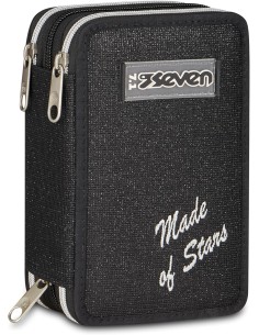 Seven |Astuccio Scuola 3 zip MADE OF STARS, Nero, Effetto...