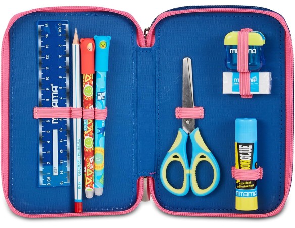 Seven Astuccio Lilo & Stitch 3 Zip, Triplo Scomparto, Completo di Matite, Pennarelli, Colori, Accessori Zaino, Elementari, Medi