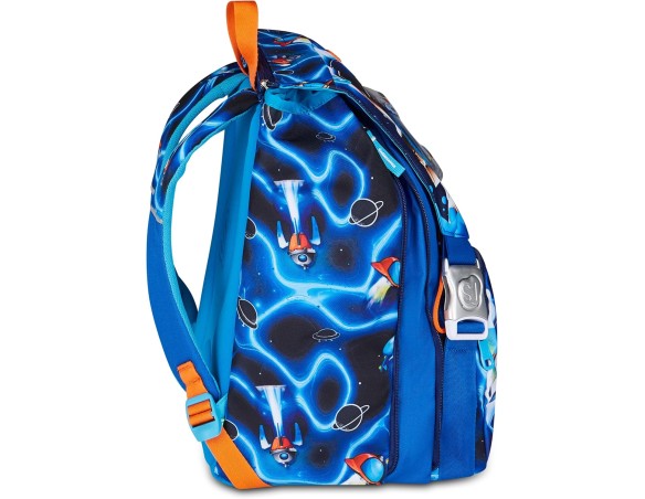 SJ GANG STYLE JAM GANG Zaino Scuola Estensibile Big SPACE LED BOY, Blu, 24 L, Zip laterali, Dispositivo luminoso su pattina, Ta