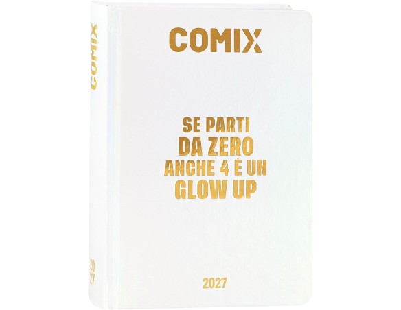 COMIX - Agenda 2027 Giornaliera 16 Mesi, Diario Bianco per Scuole Medie e Superiori, con Copertina Rigida, 576 Pagine con Grafi