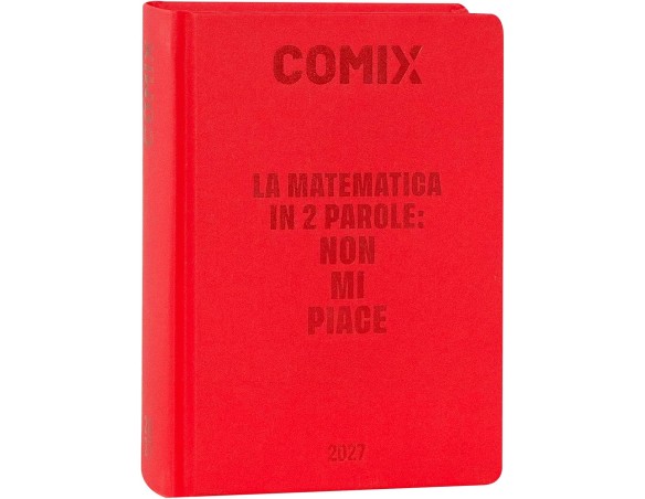 COMIX - Agenda 2027 Giornaliera 16 Mesi, Diario Rosso Formato Mini 11x15,3 cm per Scuole Medie e Superiori, con Copertina Rigid