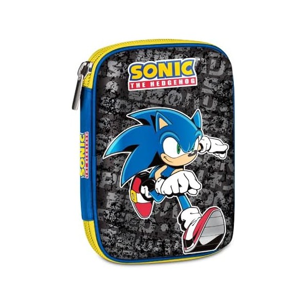 Seven Astuccio Scuola Quick Case 3D Sonic, Blu,...