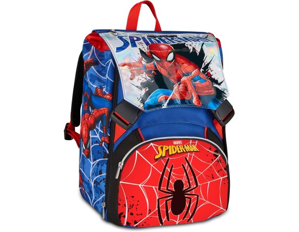 Seven Zaino Scuola Estensibile Big Spiderman, Blu, 24L, Espandibile tramite zip, Tasca frontale, Tasca laterale portaborraccia,