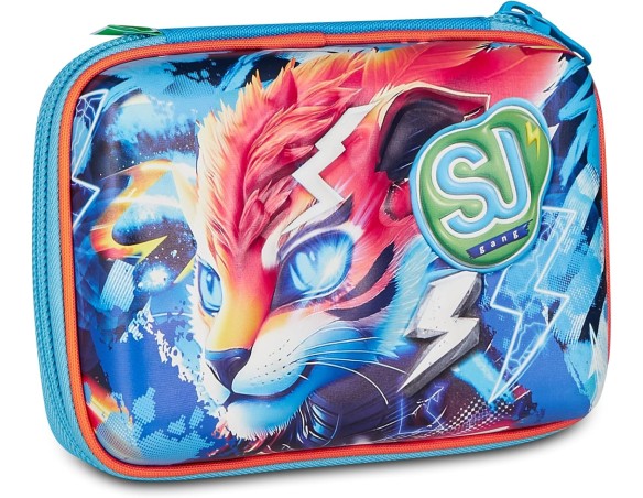 Seven | Astuccio Scuola Speed Pad 3D SPEED ANIMAL BOY, Celeste, Planche amovibili, 45 pezzi, Set cancelleria incluso, Scocca 3D