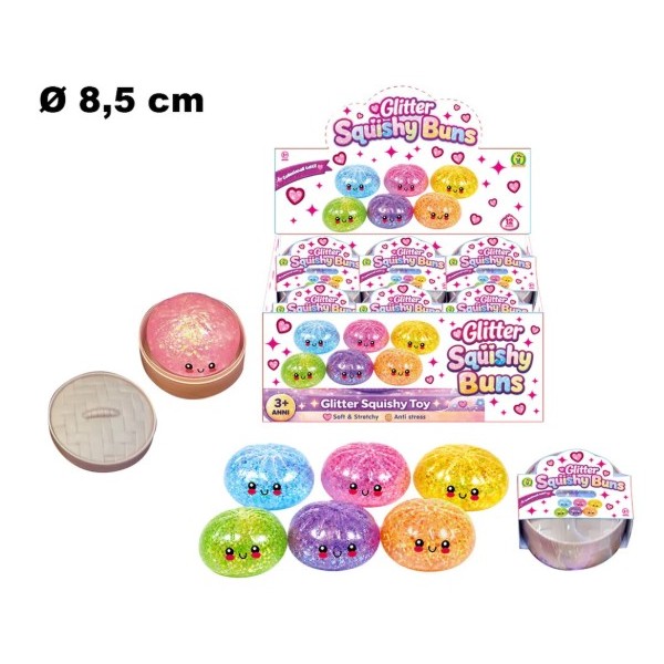 Squishy ravioli cinesi fluo glitter 8,5cm