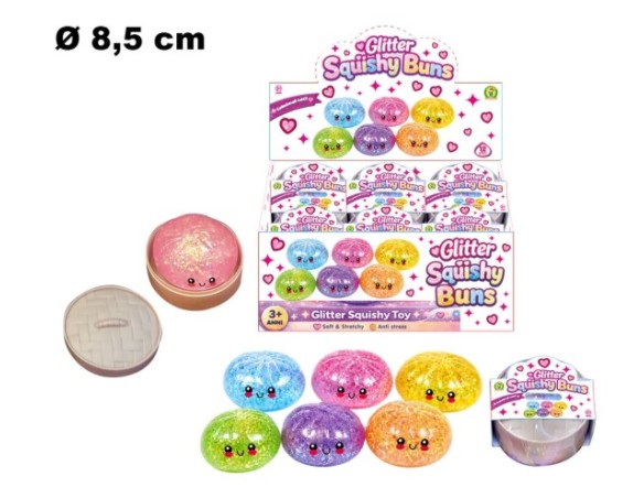 Squishy ravioli cinesi fluo glitter 8,5cm