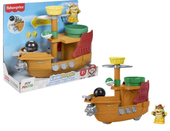 Fisher-Price Little People My Mario Galeone di Bowser, Giocattolo per Bimbi Piccoli, playset con Personaggio per Il Gioco di fi