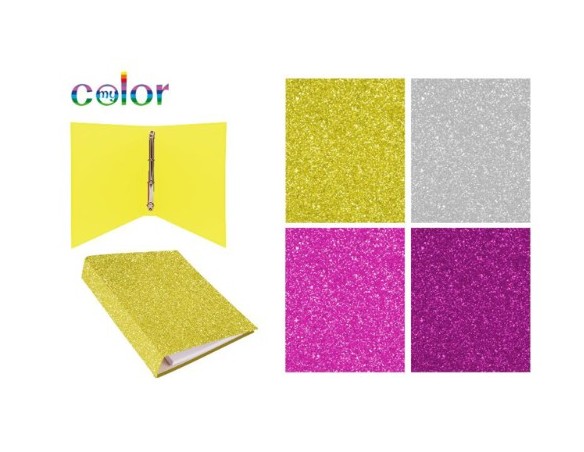 Raccoglitore con 4 anelli glitterato assortito