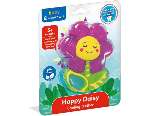 Clementoni Baby - Happy Daisy Cooling Teether, Dentaruolo Refrigerato per Neonati 3+ Mesi, Texture e Colori Diversi Esperienza 